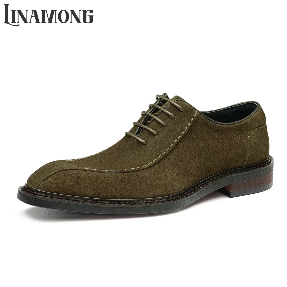 

Suede Genuine Leather Oxfords for Men Elegant Business Dress Shoes Almond Toe Leather Lace-Up Shoes British Style Wedding Shoes