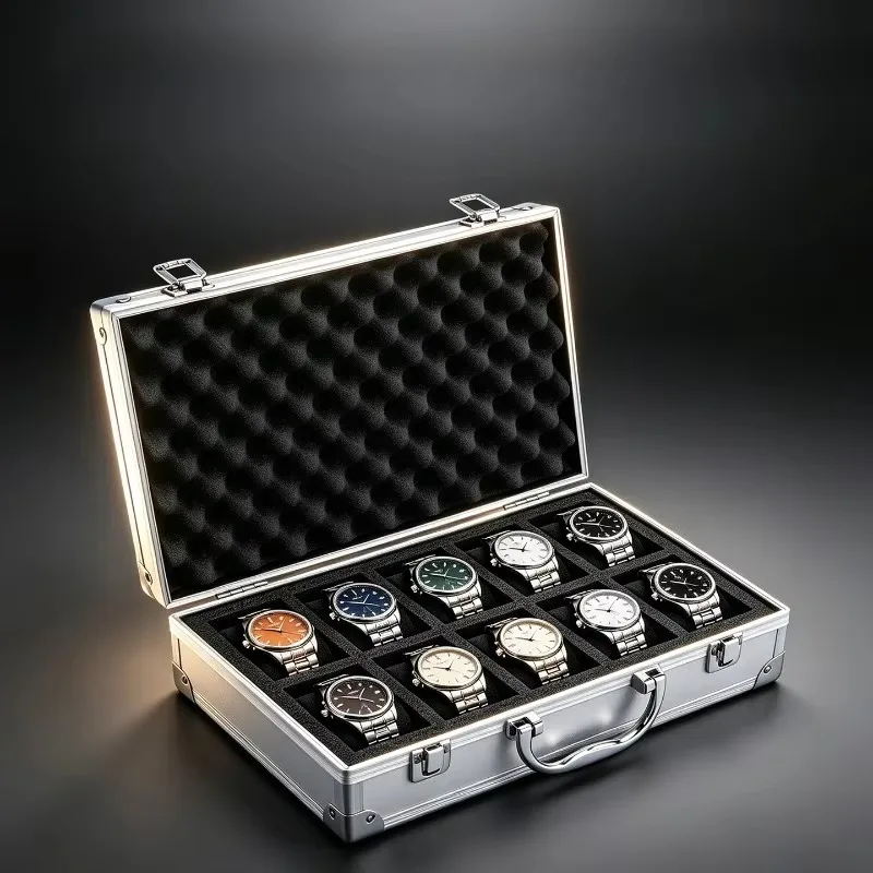 10/18 Slot Metal Watch Box Portable Large Capacity Watches Boxes Modern Minimalist Dustproof Watch Organizer Cases Gift Box