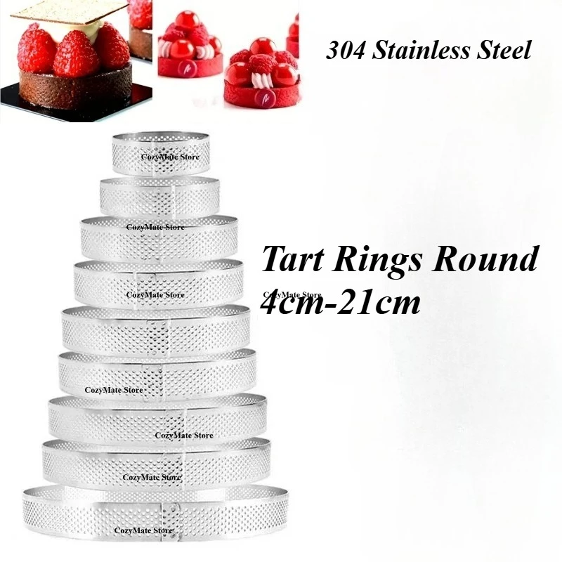 

4cm-21cm Tart Rings Round Stainless Steel Tart Ring for Baking Nonstick Metal Round Cake Ring Pastry Dessert Mousse Making Tool
