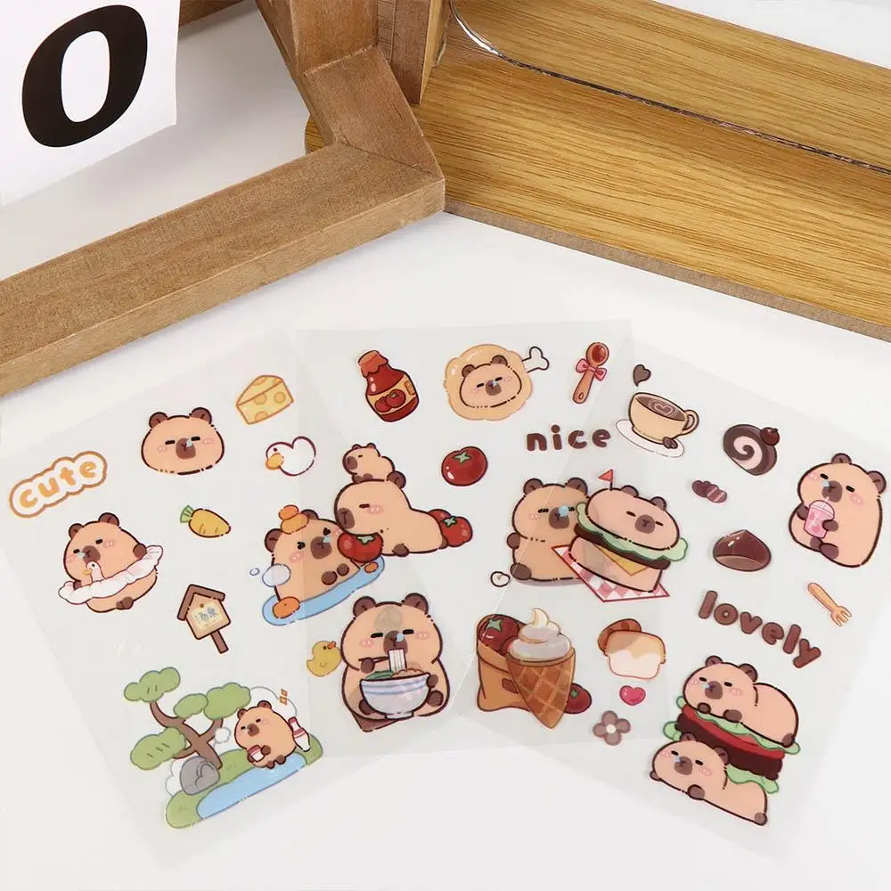 5pcs Capybara Orange Capybara Stickers Funny Fashion Swimming Capibara Stickers Coffee Tomato Cartoon Kapibara Stickers Girls