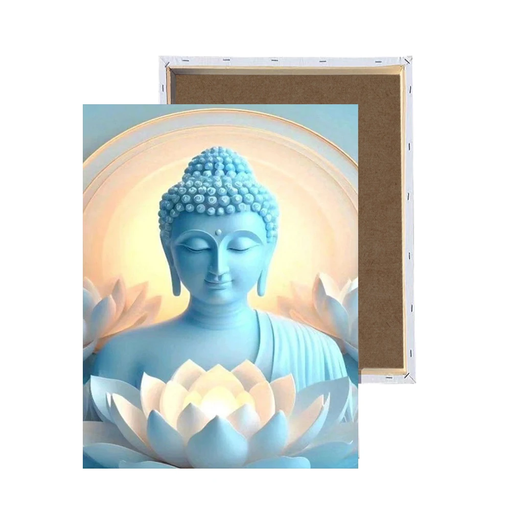 

Full Square&Round Diamond Painting With Frame Blue Buddha 5d DIY Diamond Embroidery Decoration Home Art Kit