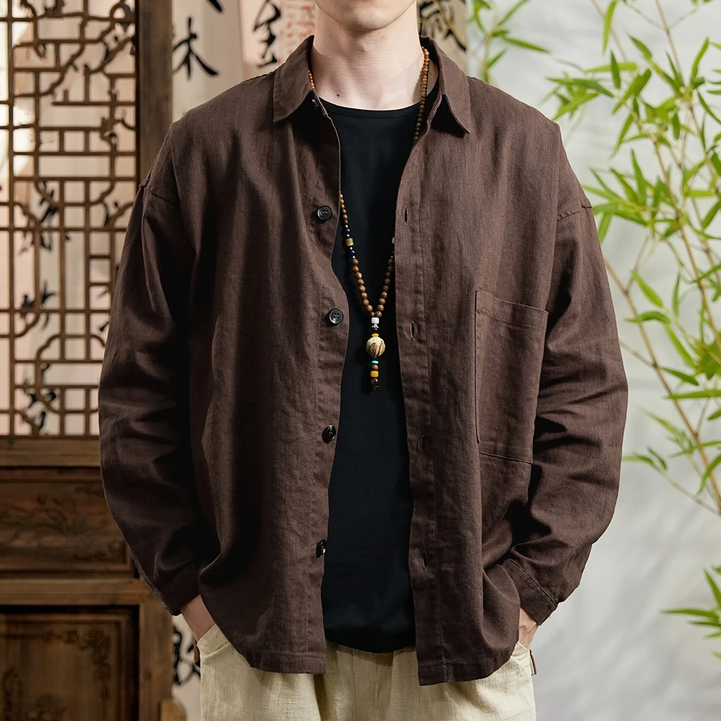 Korean Fashion Vintage Casual Commute Shirt Men Japanese Streetwear Loose Long Sleeve Lightweight Cargo Shirts Male Clothes