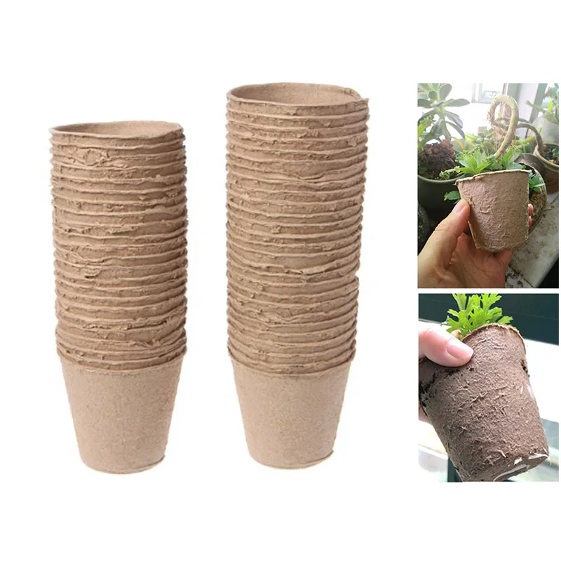 

50pcs Paper Pot Plant Starters Nursery Cup Kit Organic Biodegradable Eco-Friendly Home Cultivation Garden Tools