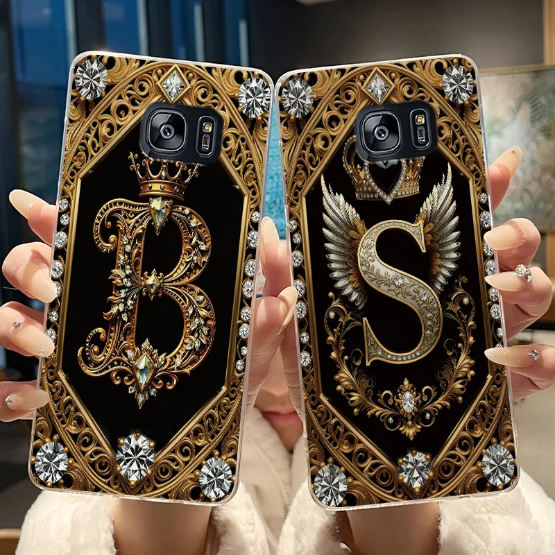 Fashion Retro Letter Transparent TPU Soft Case for Samsung Galaxy S7 G930 / S7 Edge G935 Mobile Phone Cover Protective Back Case