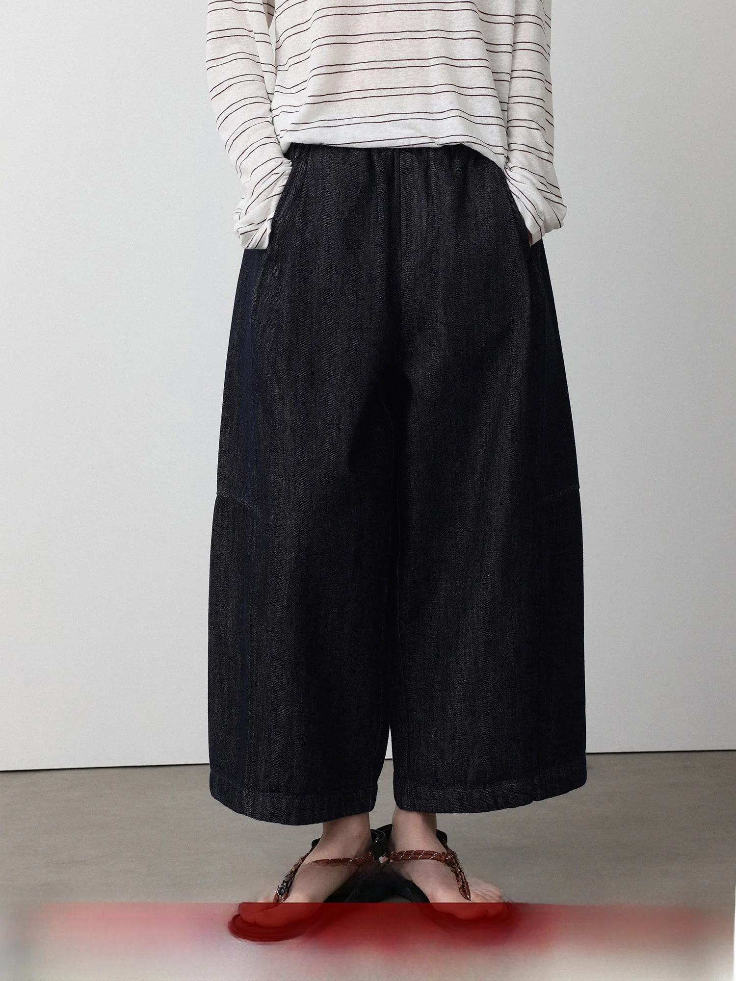 

Низкокалорийные джинсы-баллоны синего цвета, повседневные, с высокой талией, свободного кроя, из ткани Eighteenths, с вставками, устойчивые к выцветанию, женские, весенняя мода