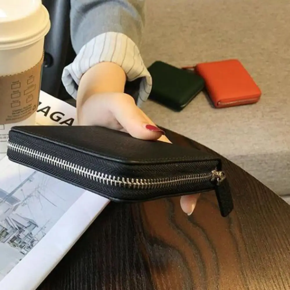 جيب محفظة قصيرة معلقة بطاقة حقيبة بو الجلود متعددة الوظائف محفظة متعددة البطاقات الملونة سستة حامل البطاقة التسوق #4