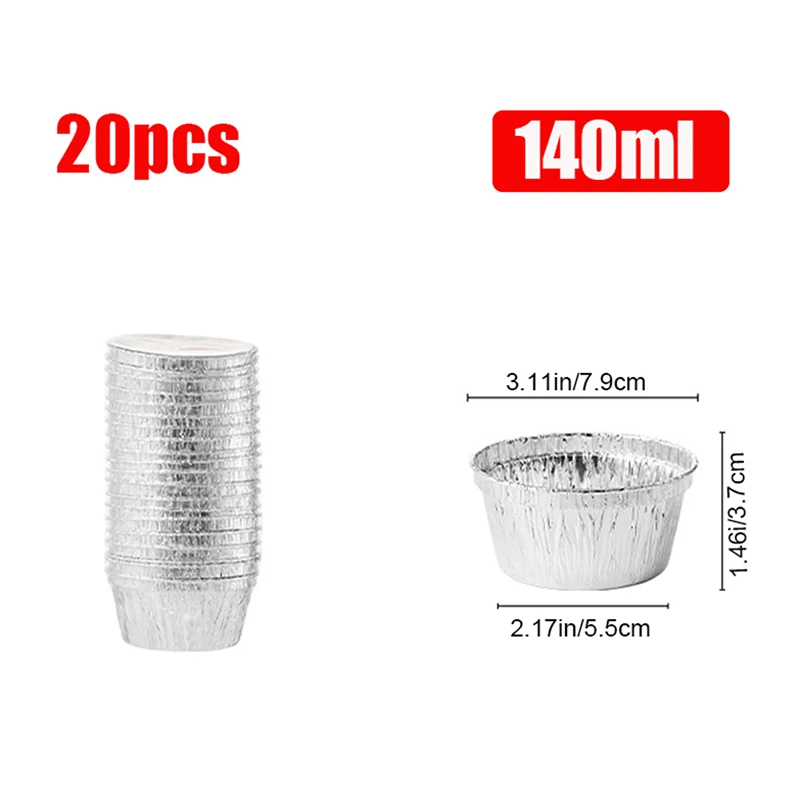 20Pcs Air Fryer Aluminum Foil Cake Cups Microwave Foil Tin Steamer Mats Aluminum Foil BBQ Food Tray Container Baking Molds