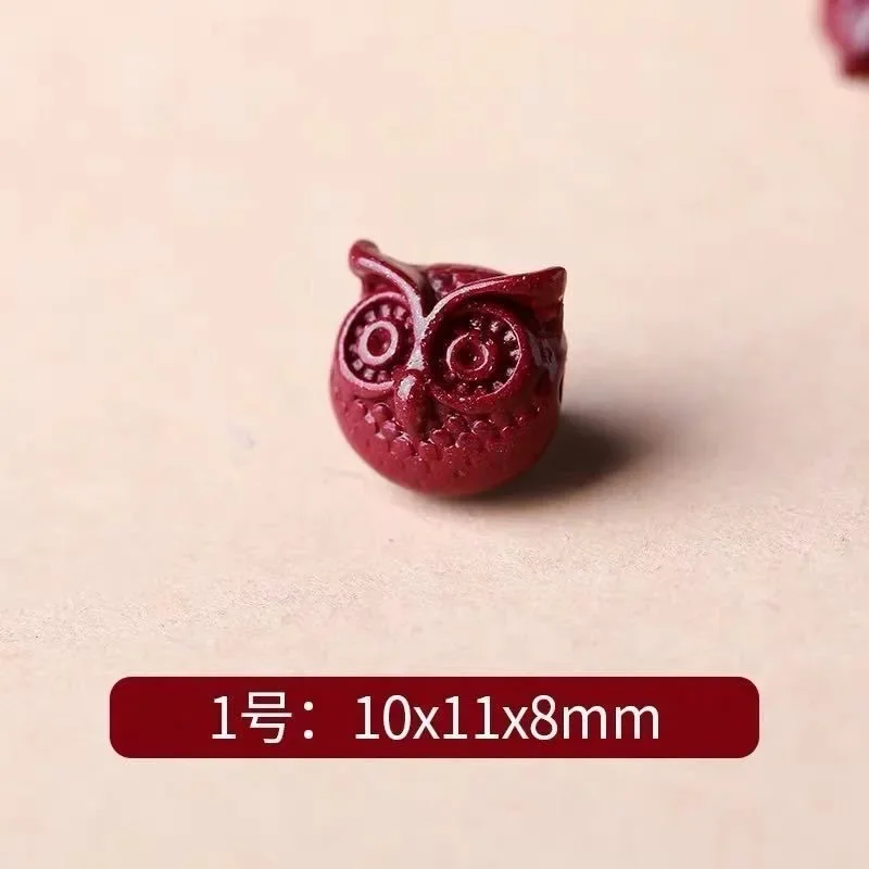 5pc Natural Cinnabar Chinese Owl Fox Flower DIY Phone Chain Key Bracelet Earrings Jewellery Fashion Accessories Woman Amulet