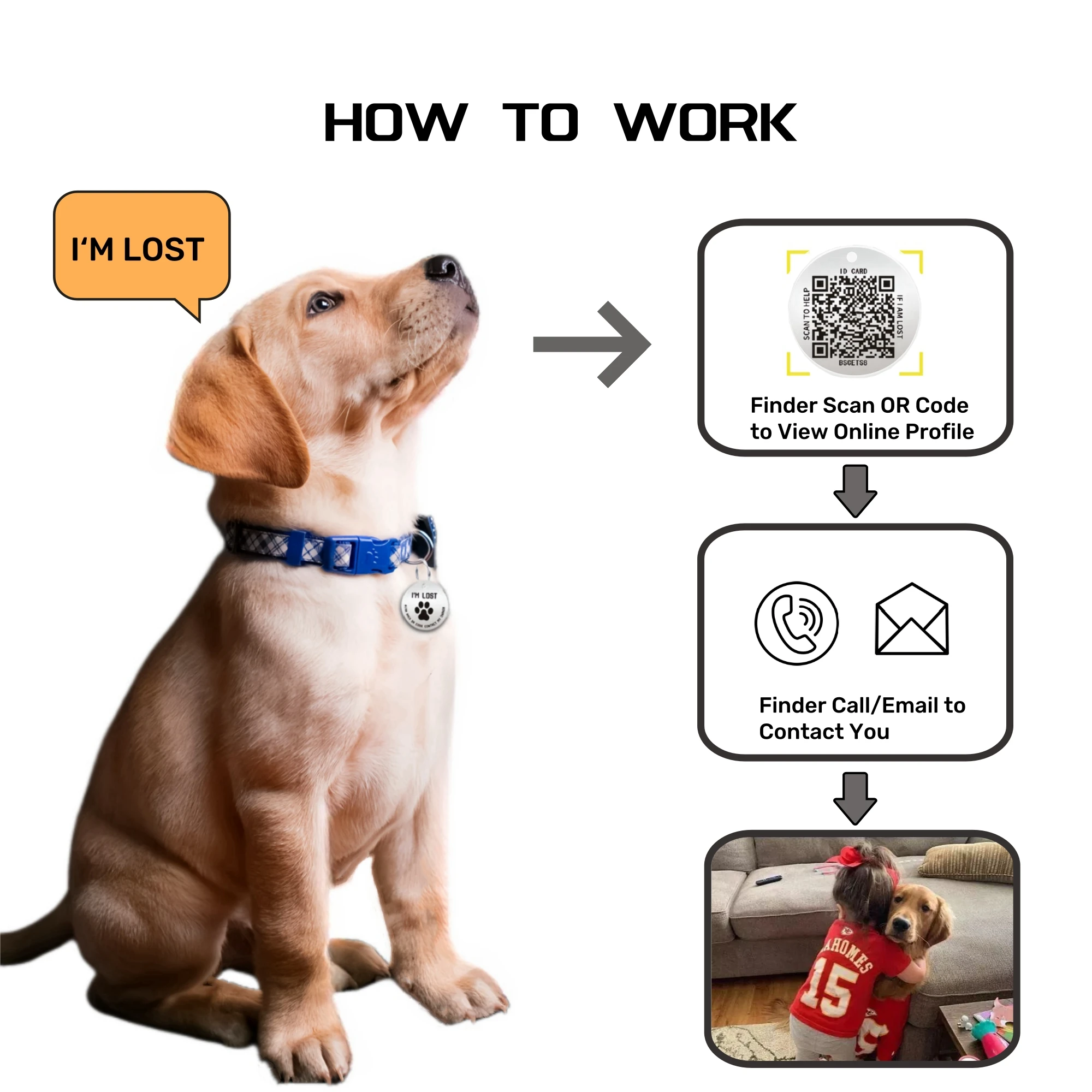 Pet ID Tags Scan QR Code Receive Instant Location Alert Email Smart Dog Tags Stainless Steel No App or Subscription