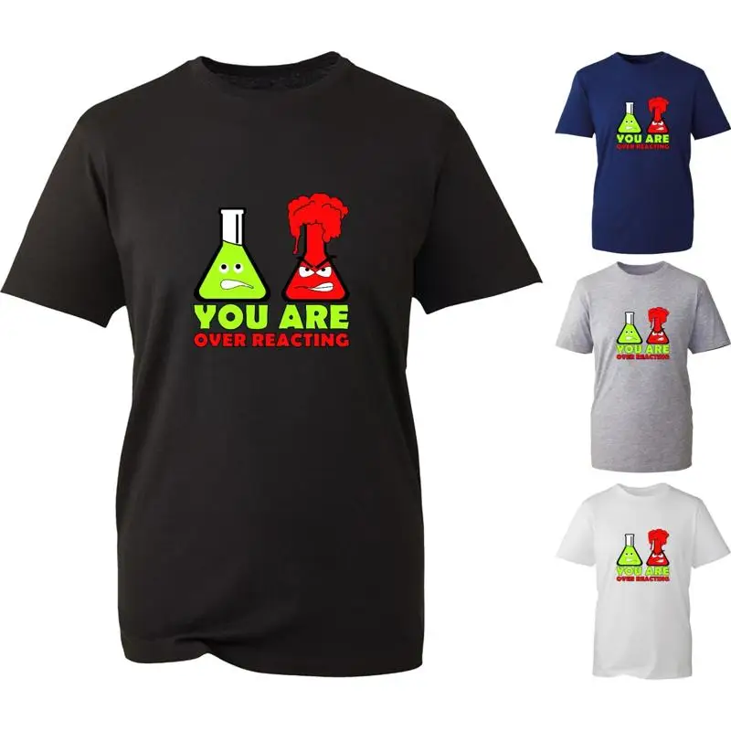 You Are Over Reacting Creepy Face Flask Funny Meme T Shirt Chemistry Lovers Top