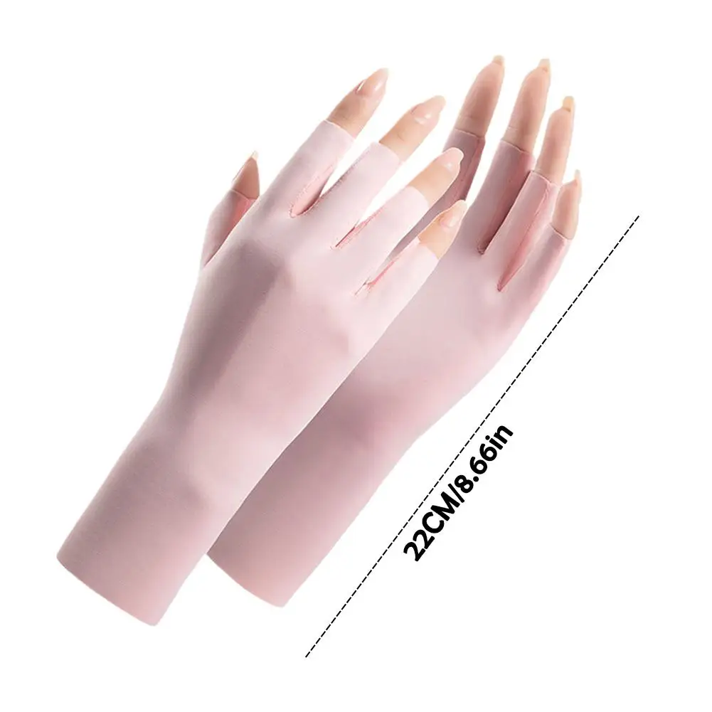 2024 Summer Anti-UV Fingerless Half Finger Gloves Sun Protection Ice Silk Thin Half Finger Gloves Sunscreen Breathable Practical