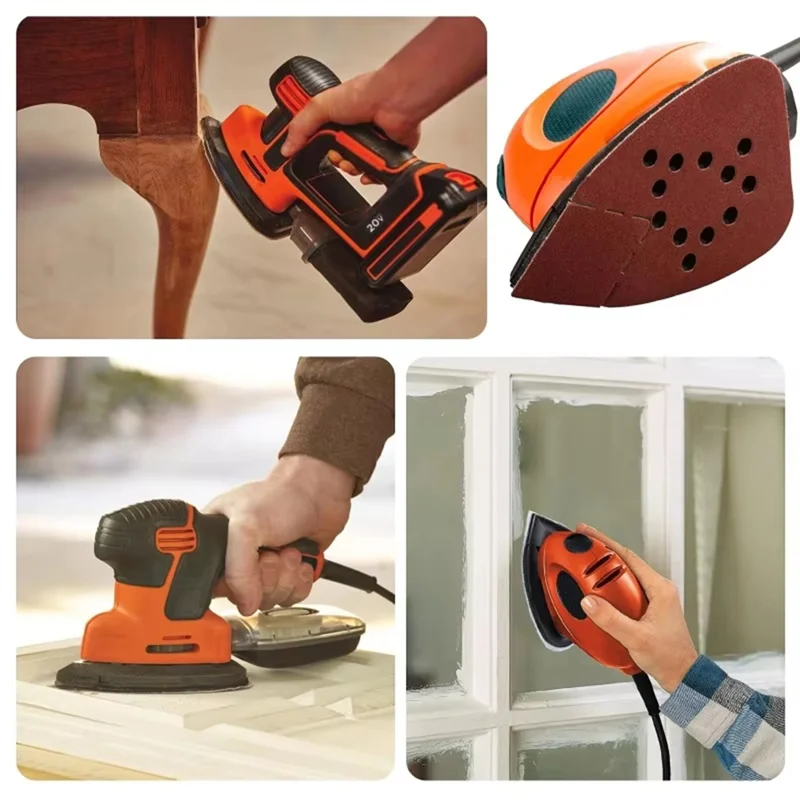 

A26F-Mouse Sanding Pads 60 Pack,Mouse Sander Sandpaper Assortment, 12 Hole Hook And Loop Detail Sander Pads