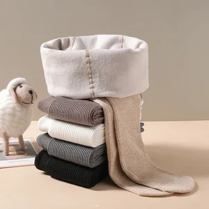 Meia-calça fina de pelúcia vertical infantil, meia-calça e calcinha, monocromática, quente, nova, outono, inverno 8 principais vendas meia calça termica menina - №7