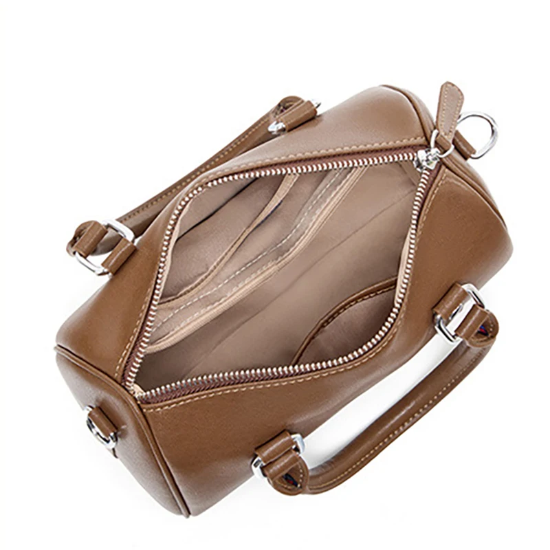 حقيبة بوسطن النسائية 2025 حقيبة يد جديدة من الجلد المحبب بسحاب كتف محمولة للتنقل حزمة صغيرة أنيقة مميزة #5