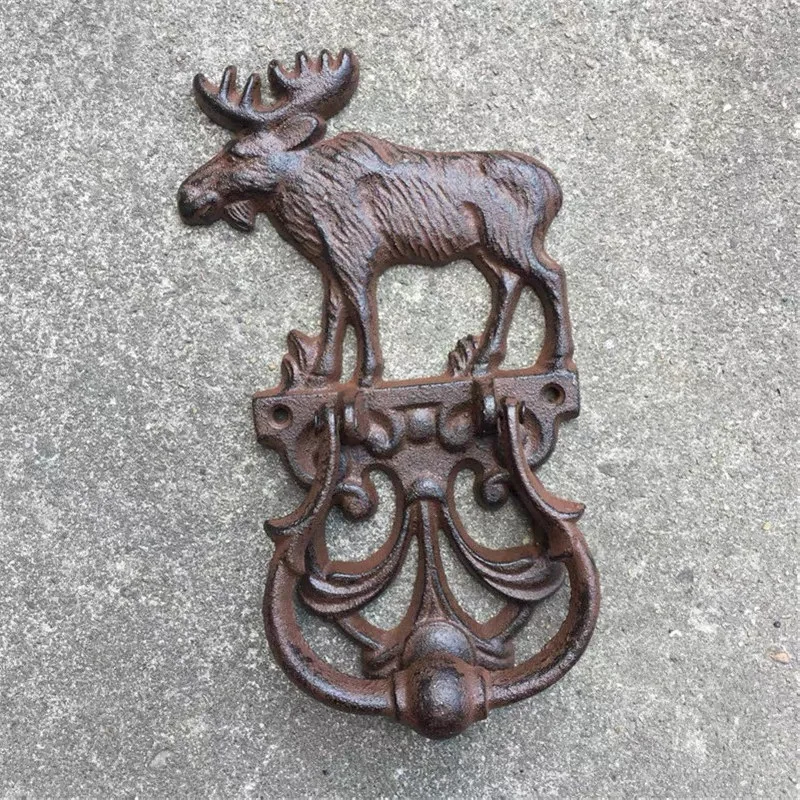 

Cast Iron Moose Door Knocker, Rustic Brown, Decorative Wall Mount, Vintage Farmhouse Style, 9.2x1.8x9.3 Inch