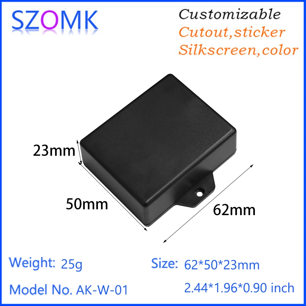 Small Plastic box wall mount (10Pcs) 62*50*23mm wall mounting plastic equipment case, black plastic project box