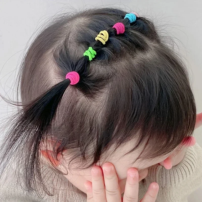 100 Pcs/bag Elastic Band Baby Hair Accessories Elastic Hair Bands Children\'s Simple and Colorful Headbands Hair Accessories.