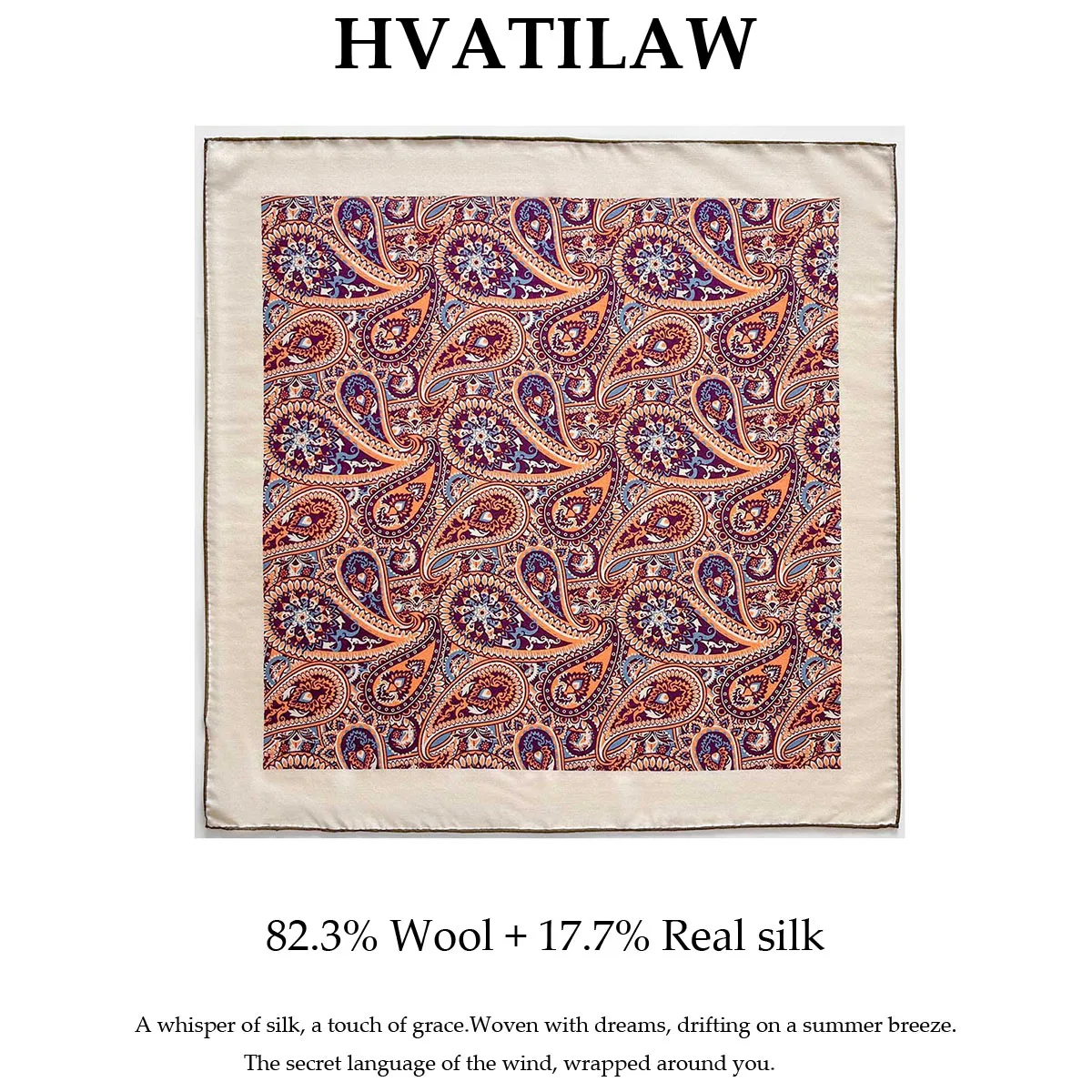 

100% Pure Real Silk Wool Scarf Shawl Wrap Multi-functional Paisley Print Bandana Headband Hijab Poncho Square Scarves Pashmina