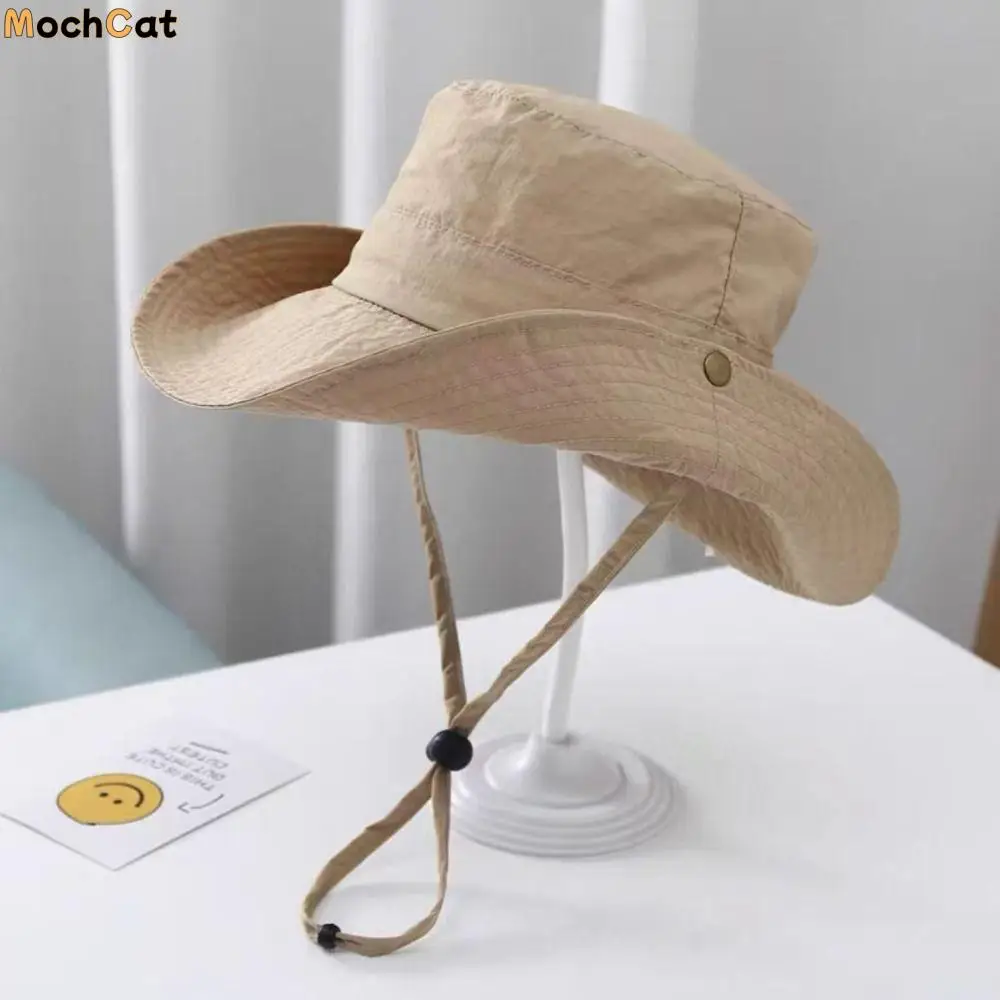 

Drawstring Candy Color Bucket Hat Korean Style Quick-dry Children's Fishmen Hat Casual Anti-UV Kid Summer Sun Hat