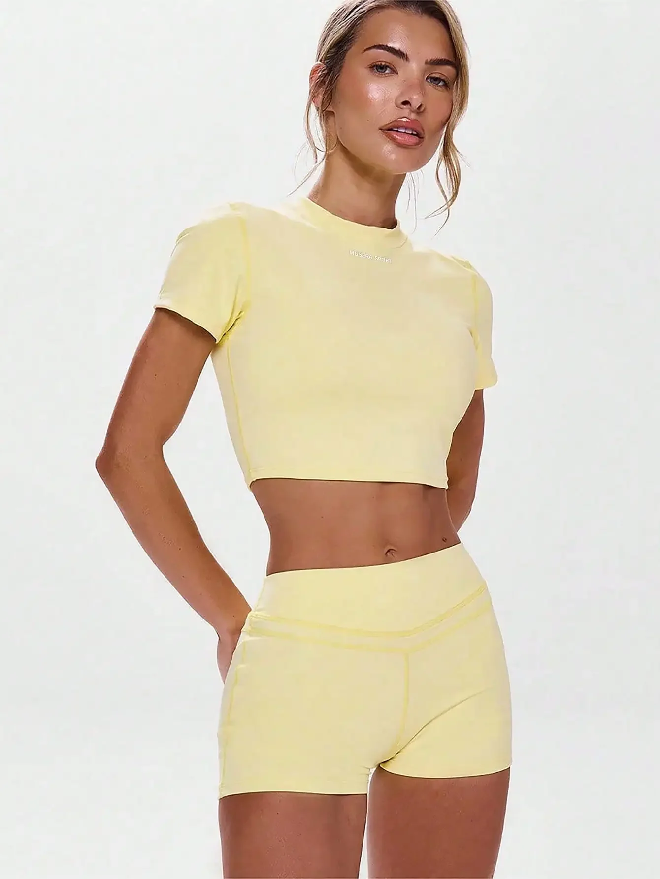 

Sport Crew Neck Short Sleeve Fitted Top Active Workout Gym,Padel, Tennis, Pickleball Gym Fitness Yoga Pilates Daily Casual Summer
