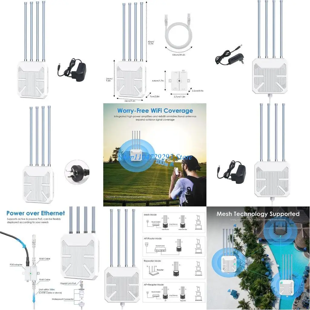 

Y2GD AX1800 WIFI6 Waterproof Router 2.4+5Ghz 1800M for Extended Coverage and Fast