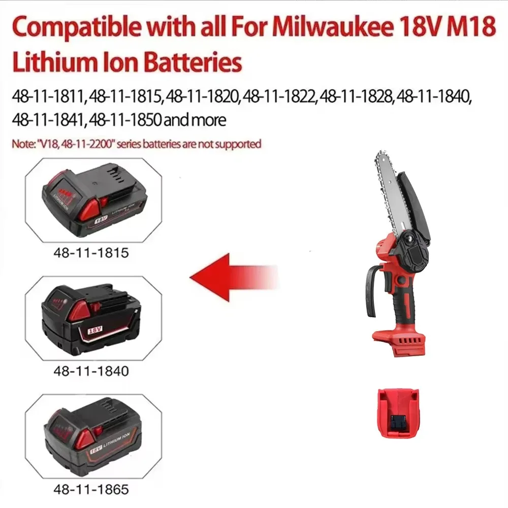 Mini Piła Łańcuchowa 4/6-calowa Akumulatorowa Ręczna Piła Elektryczna do Drewna Ogrodowa Narzędzie do Cięcia Pasuje do Akumulatorów Dewalt/Milwaukee 18V