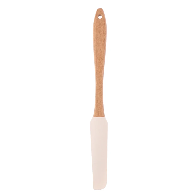 1PC Scraper Durable Wood Handle Utensil Spatula Cream Butter Removable Silicone