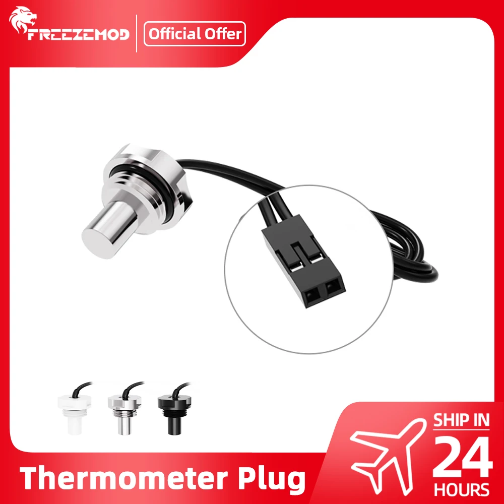 FREEZEMOD Thermometer Plug Temperature Sensor Water Stop Waterproof Plugs DuPont Terminal Interface Water Cooler Fitting DT-CWD