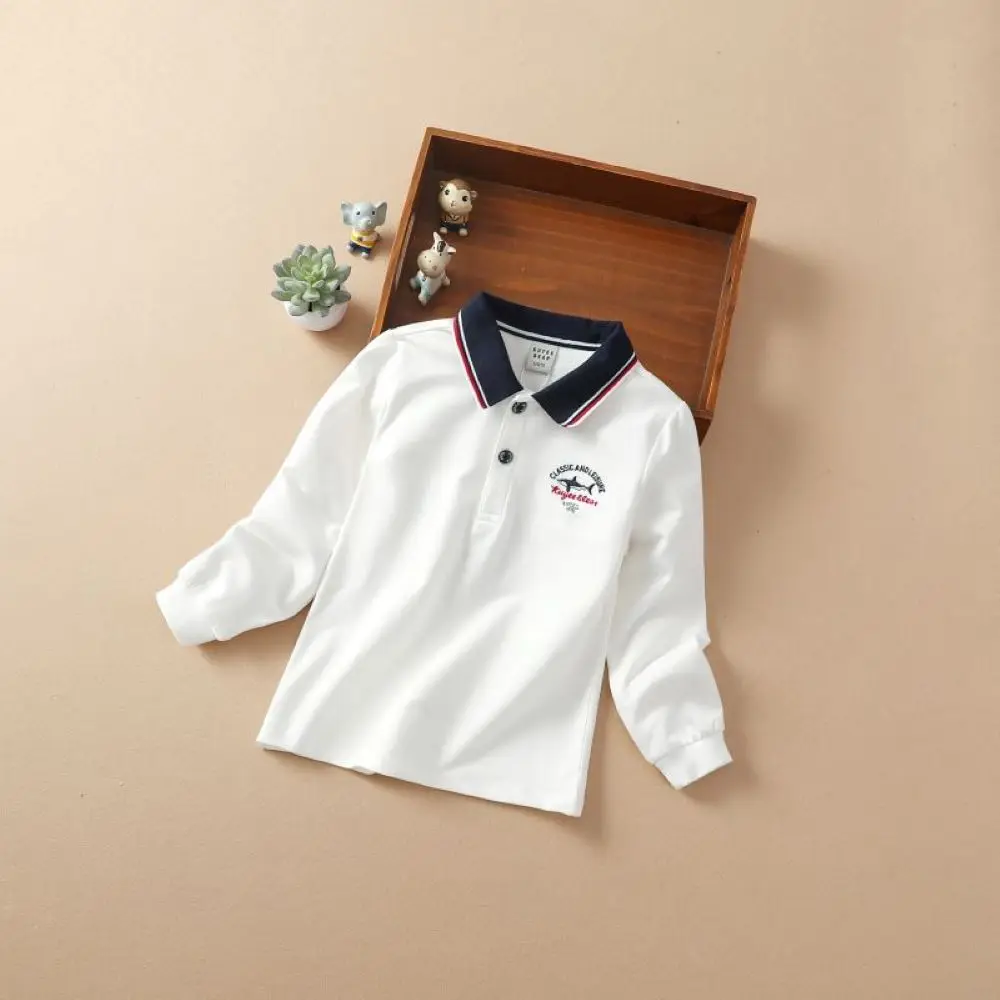 

Boys Long-sleeved T Shirt Children Turn-down Collar Cotton Polo Shirt Spring Autumn Kids Fashion Tops for Boys