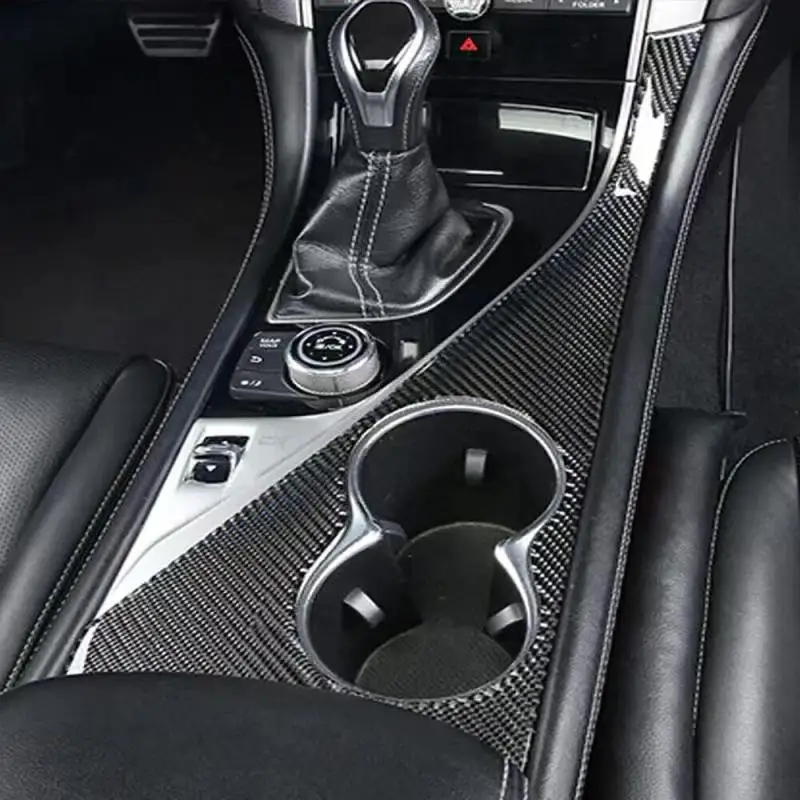 Dry Carbon Car Accessories Center Water Cup Panel Trim Cover Drinks Holder Frame For Infiniti Q50 Q60 2013-2019