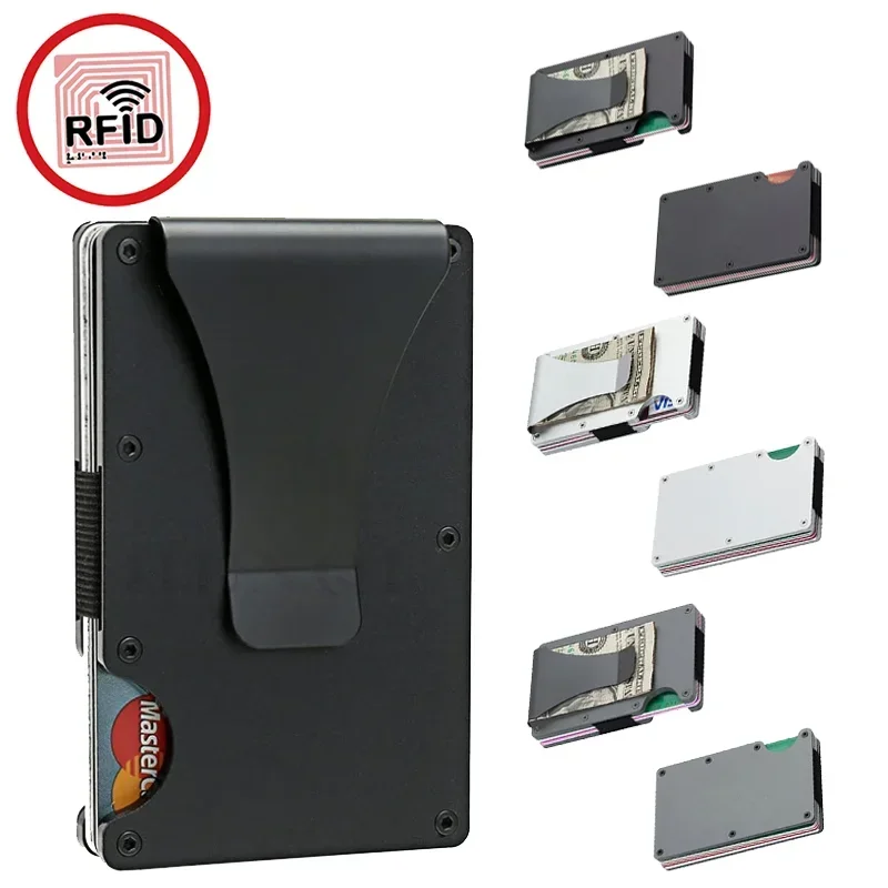 New Unisex Slim Anti-RFID Wallet - Metal Bifold RFID Blocking Card Holder with Money Clip, Perfect for Casual & Business Outfits