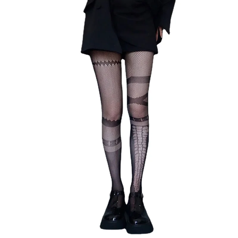 New Tights Women Anime Pantyhose Lolita Pattern Fishnet Stockings Sexy Harajuku Hosiery Nylon Women's Lolita JK Style Tights