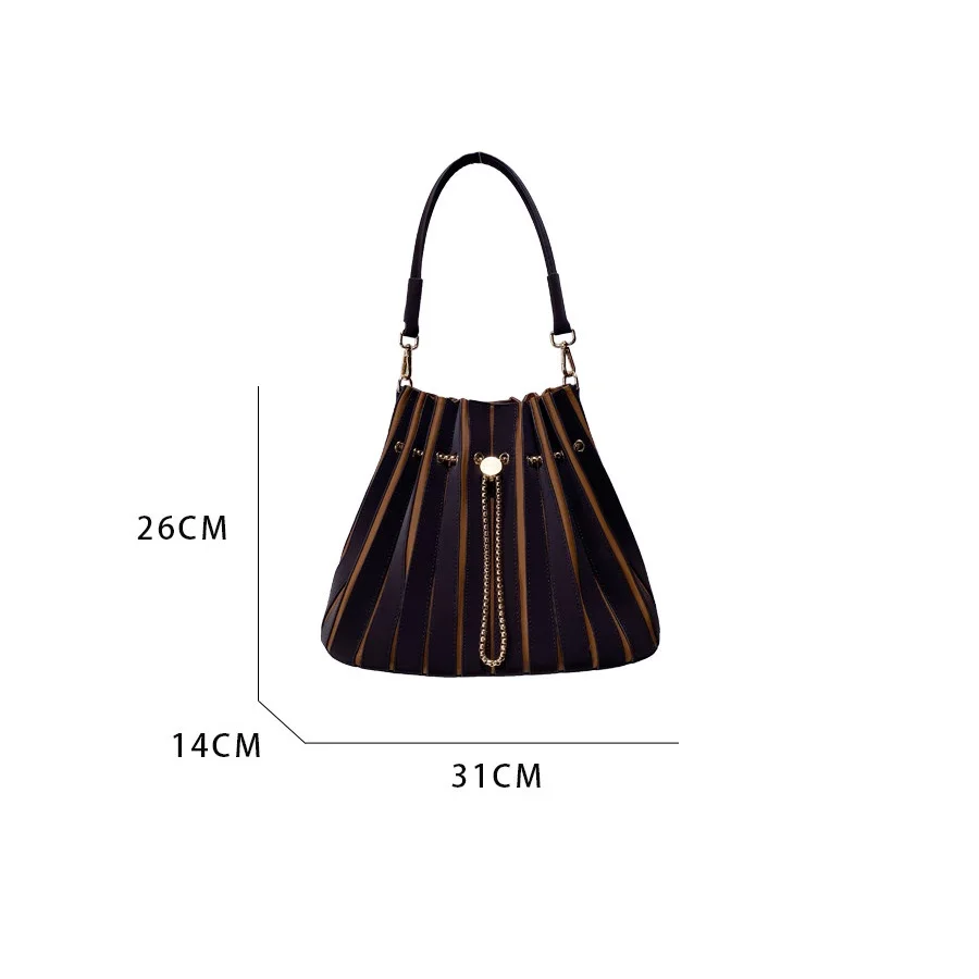Modische Plissierte Damen-Schultertasche aus PU-Leder, Lässige Große Umhängetasche, Markendesign-Handtasche und Geldbörse – Detail 1