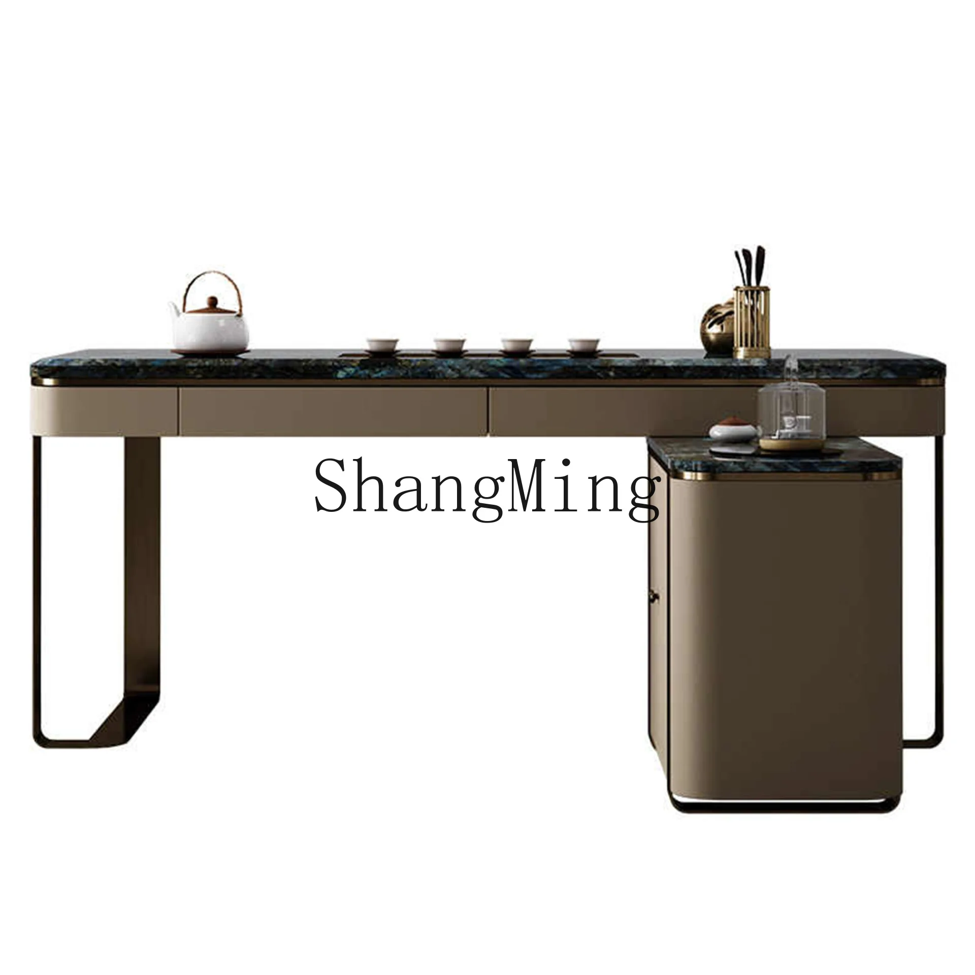 DSA light luxury tea table villa large flat high-end atmospheric tea table natural blue luxury stone desk