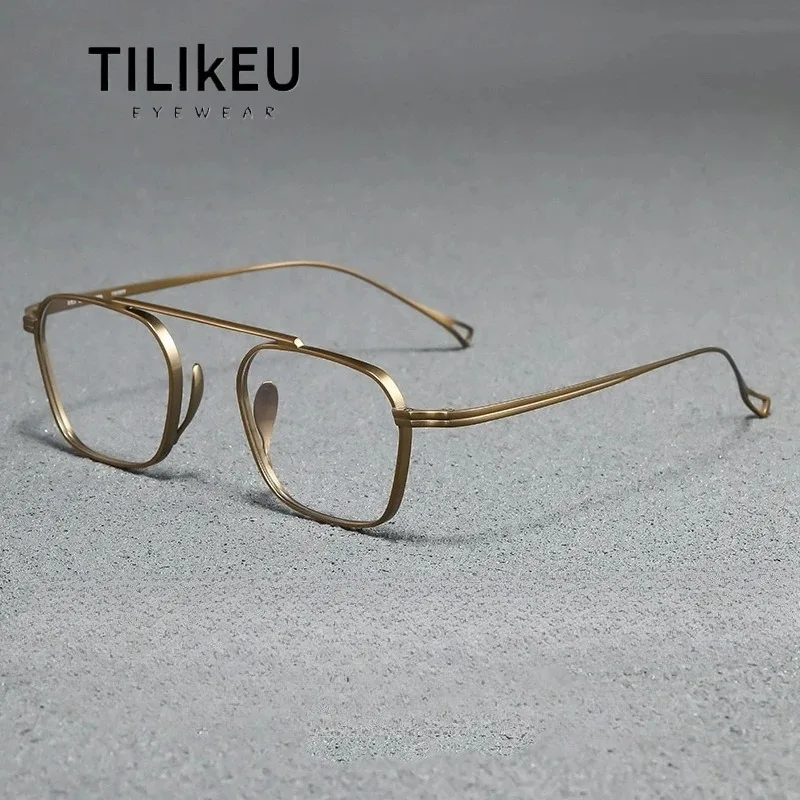 

Vintage Pure Titanium Pilot Large Frame Eyeglasses Men Myopia Prescription Eyeglasses Frames Women Luxury Brand Designer Eyewear