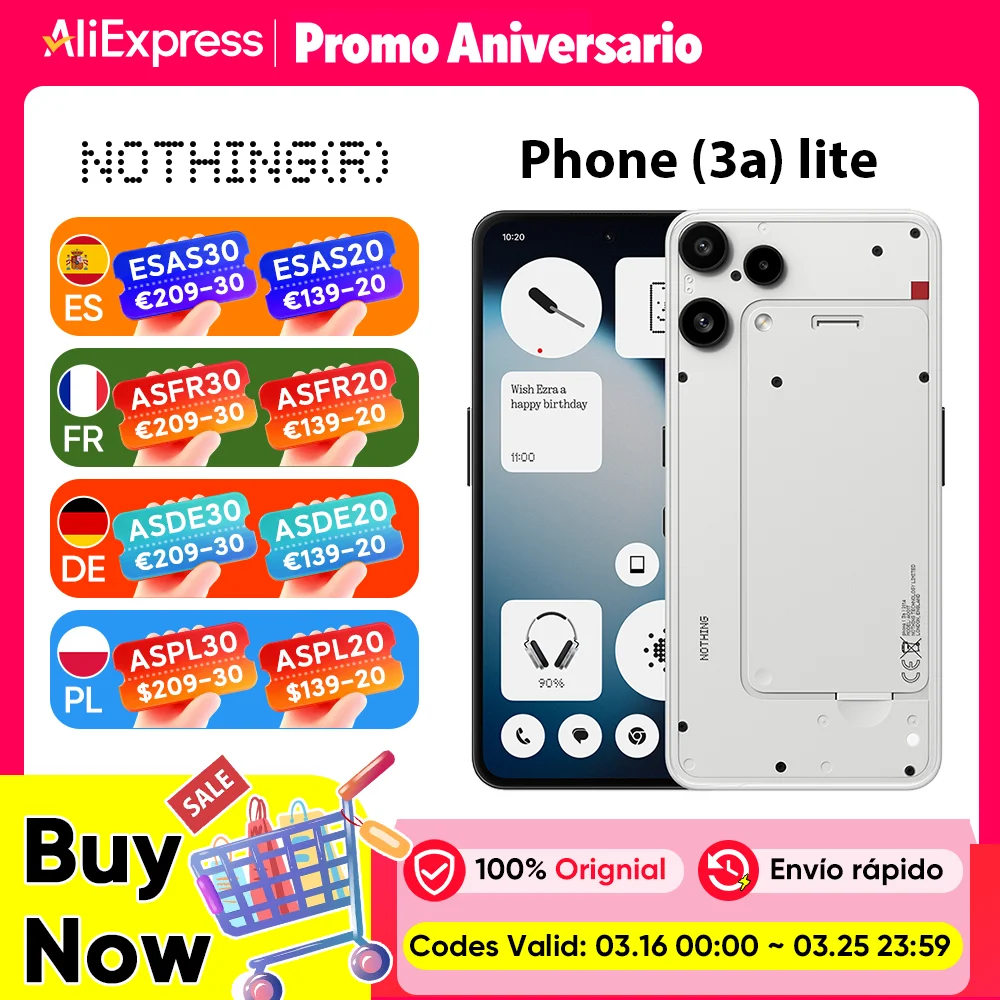 Nothing Phone (3a) lite Version Globale MediaTek Dimensity 7300 Pro5G 6.77 AMOLED 120Hz 5000mAh Caméra 50MP