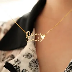 New Personalized Double Name Necklace for Women Custom Stainless Steel Jewelry Chain Heart Love Pendant Valentine's Day Gifts