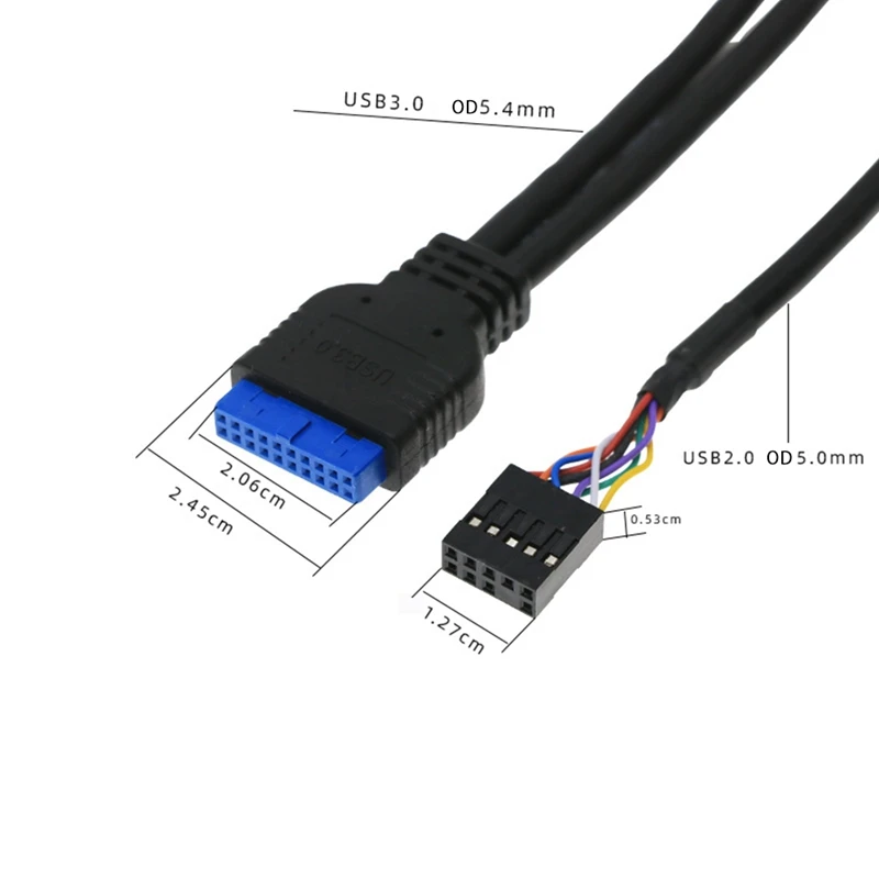 60Cm Front Case Panel USB3.0+USB3.0+HD Audio Jack Ports I/O Board+Internal Wire USB Bezel Line DIY Case Extension Line