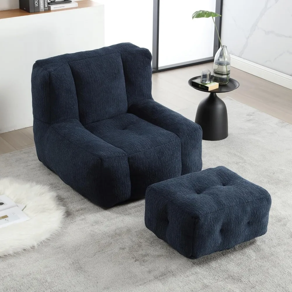 

Fluffy Bean Bag Chair, Comfy Bean Bag Chairs, Super Soft Lazy Sofa Chair with Memory Foam and Ottoman, Modern Bean Bag Chair fo