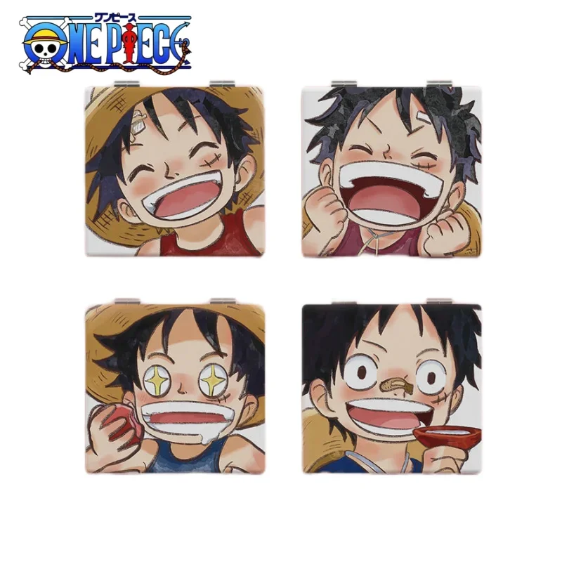 One Piece Anime Peripheral Luffy Cartoon Small Mirror Portable Folding Mirror Double-sided Pattern Makeup Mirror High Value Gift