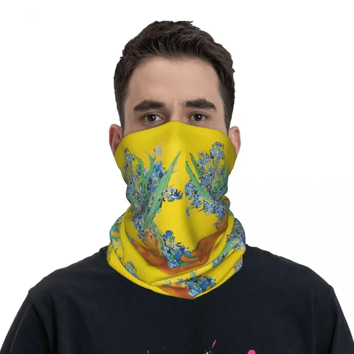 Vincent Van Gogh Irises Art Flowers Bandana Neck Cover Printed Mask Scarf Multifunction FaceMask Riding For Men Women Adult