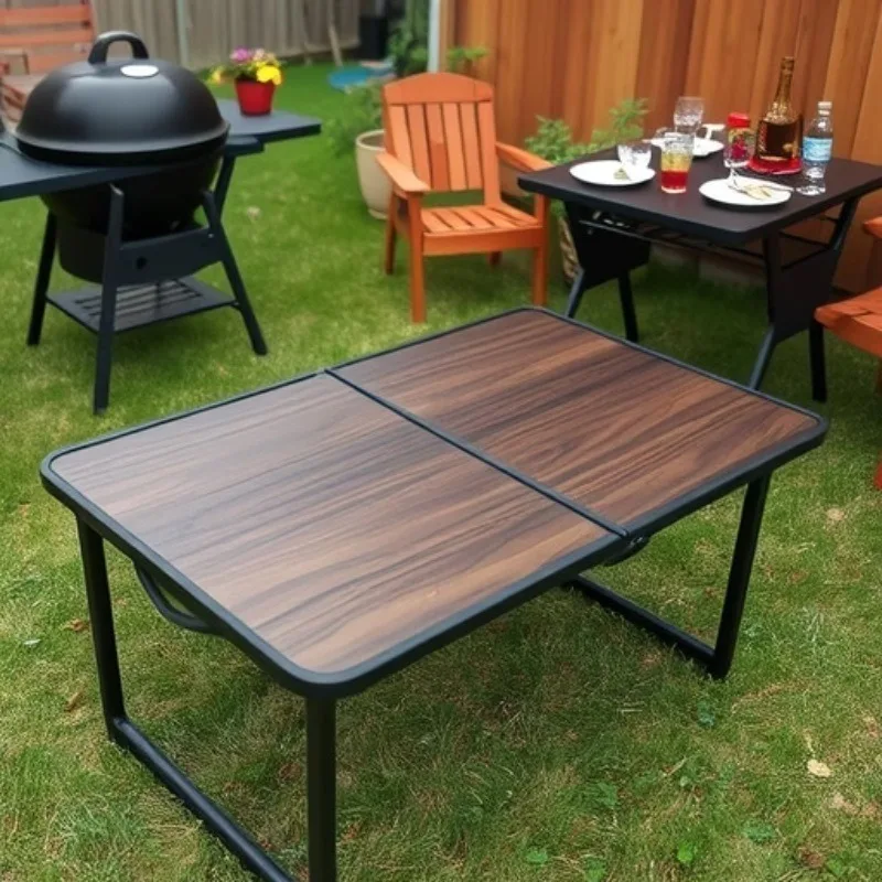 Light stall table, camping picnic portable barbecue aluminum alloy folding table