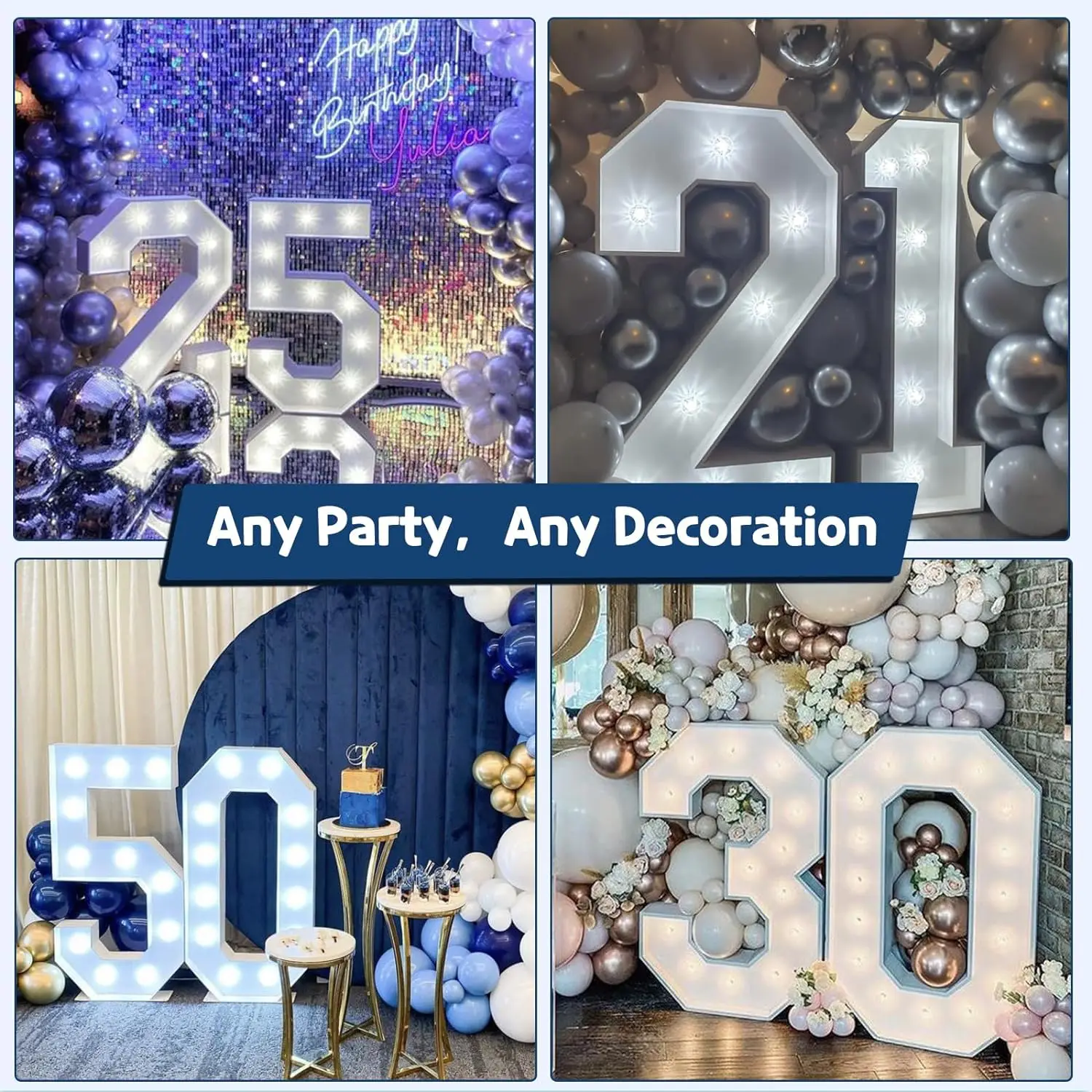 Imagem -02 - Faça Você Mesmo Letreiro Iluminar Números para 16th 60th Aniversário Decoração Números de Mosaico para Balões Festa Placa de Espuma Kit 2024 Graduação 4ft