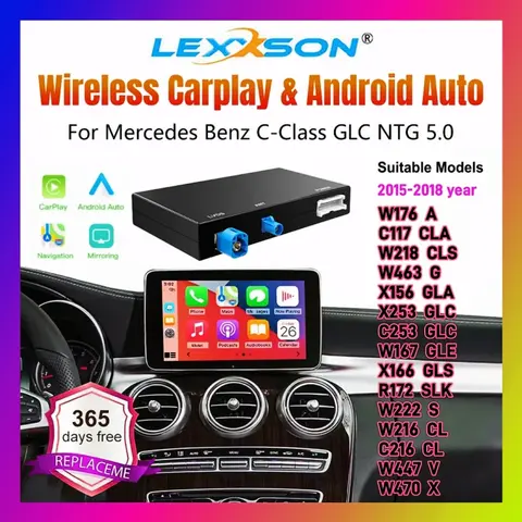 메르세데스 벤츠 5.0 A CLA GLA W176 C-클래스 W205 GLC 2015-2018용 무선 카플레이 (안드로이드 오토 미러링, 에어플레이, 카플레이 지원)