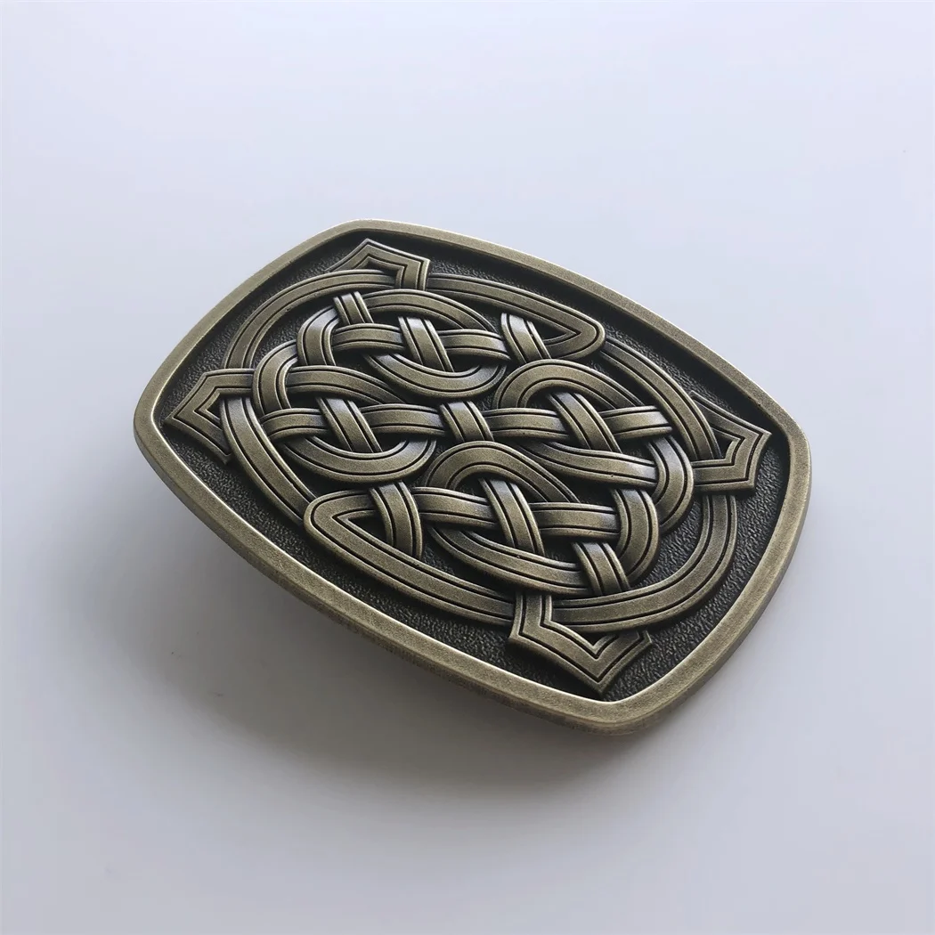 Antique Bronze Plated Cruz Belt Buckle, Celtic Knot Retângulo Belt, BUCKLE-WT153AB, Frete Grátis