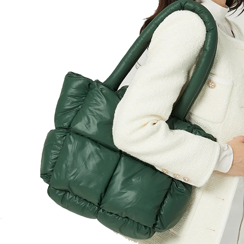 

New Quilted Puffer Tote Bag Soft Quilted Cotton Female Shoulder Bag SImple Fashion Puffer Women Hangbags Bag for Women