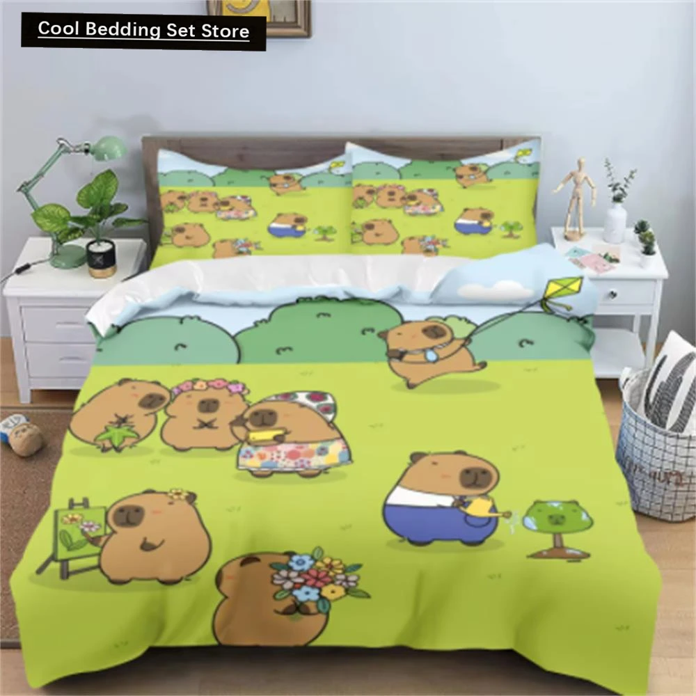 

Capybaras Duvet Cover Anime Bedding Pillowcase Printed General Children And Adult Set Queen Size Reactive Printing Quilt