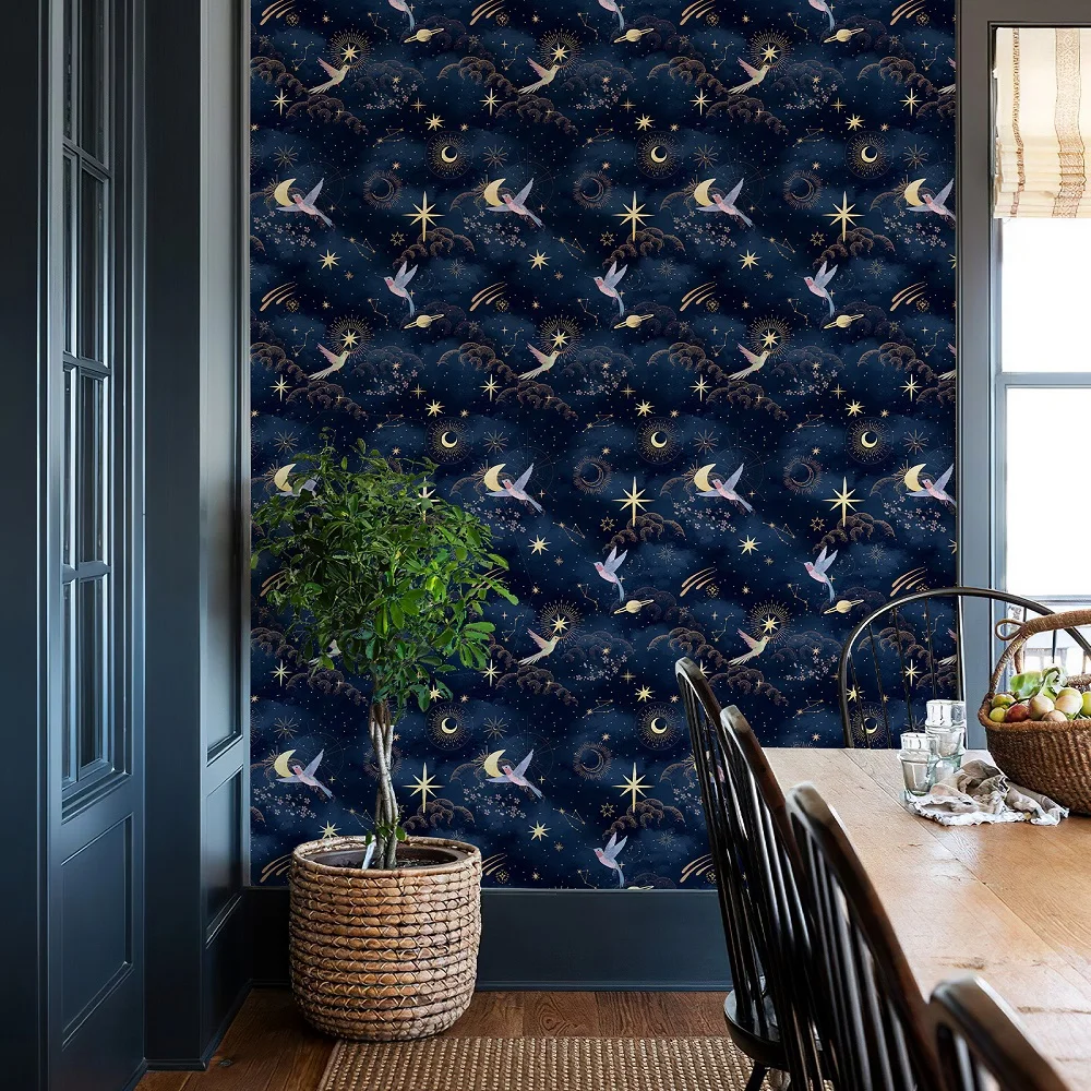 حالمة السماء المرصعة بالنجوم ذاتية اللصق خلفية غرفة نوم ديكور المنزل خلفيات PVC مقاوم للماء الأثاث القابل للإزالة ملصقات الحائط