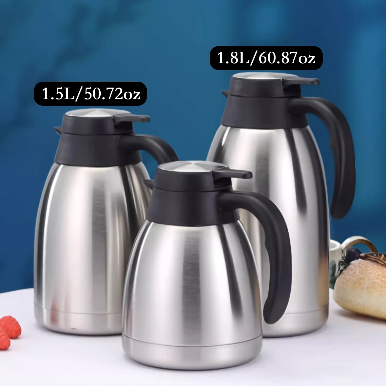 1.5/1.8L Stainless Steel Vacuum Flask Double Layer Insulated Durable Multi-purpose Reusable for Coffee Tea Maintains Hot And Col