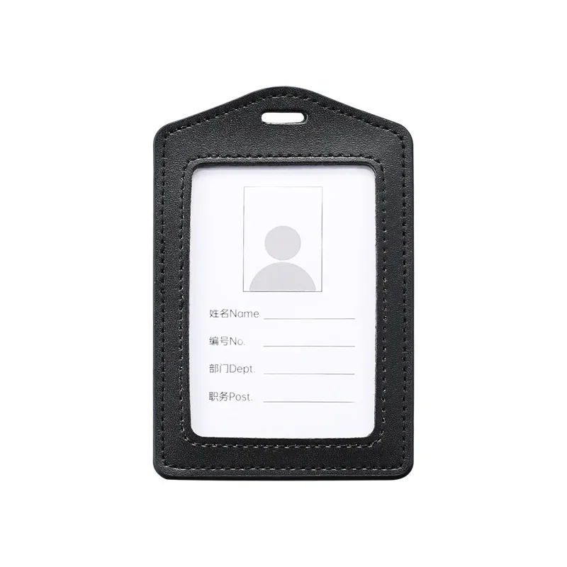 Women Men Badge Case PU Leather Protective Shell Name Card Holders Bus ID Holders Card Sleeve case